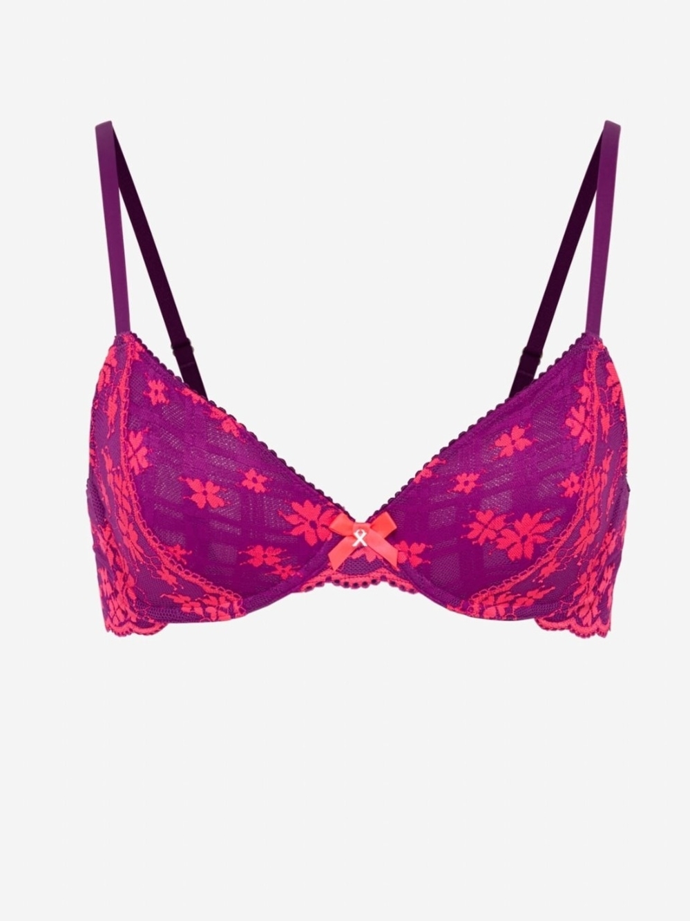 Savage X Fenty Purple and Hot Pink Lace Lift Bra